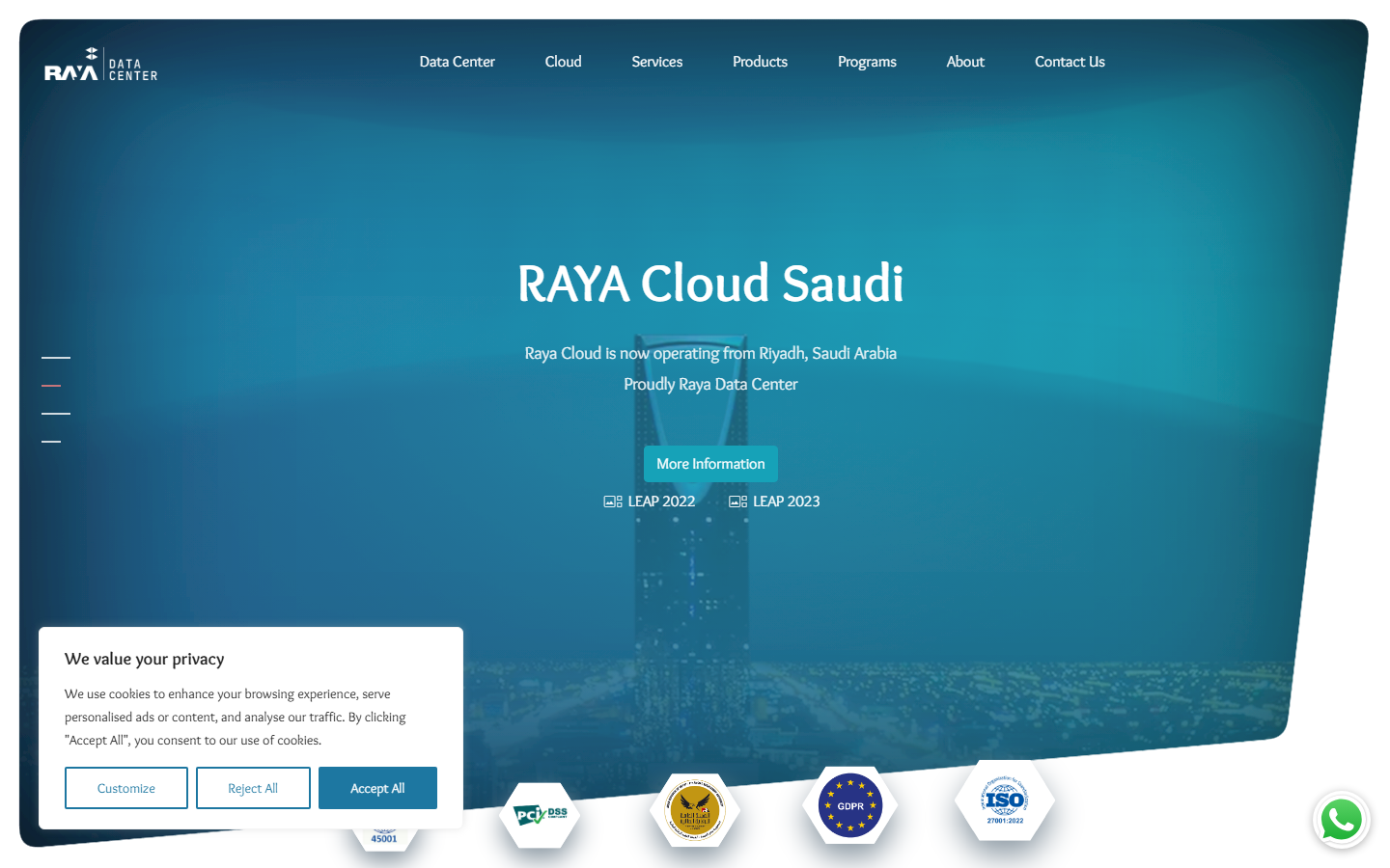 Raya Data Center website preview